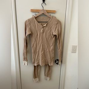 Fin & Vince Almond Waffle Pajamas, Almond, XS